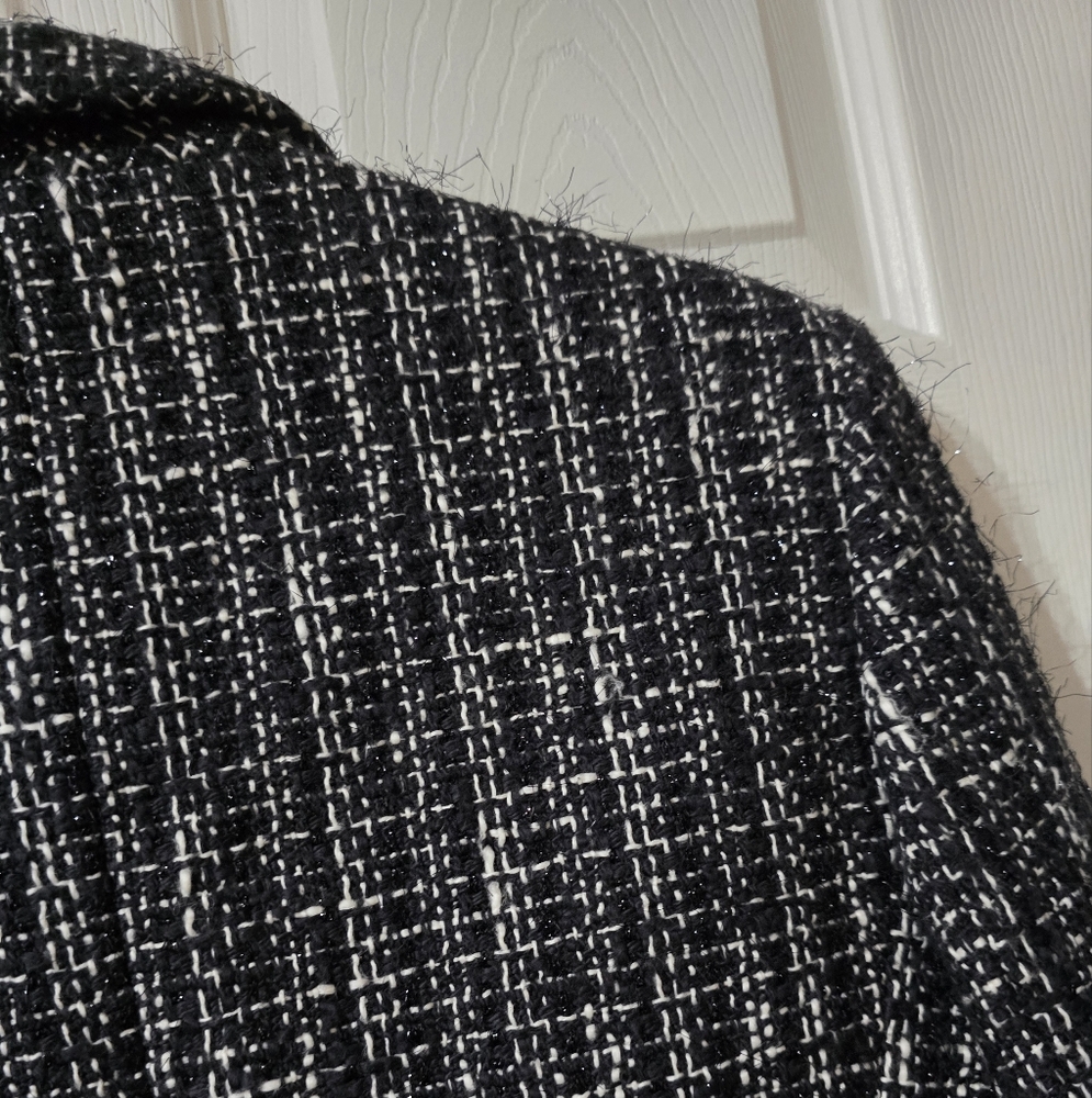 NWT Nicola Made in Italy Black & White Tweed Blazer/Jacket w/ Metallic Threading - Picture 7 of 16
